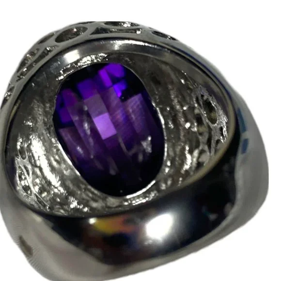 SHOWSTOPPER AMETHYST RING IN 316SL (STAINLESS STEEL) (SZ 8.25) - Picture 13 of 15